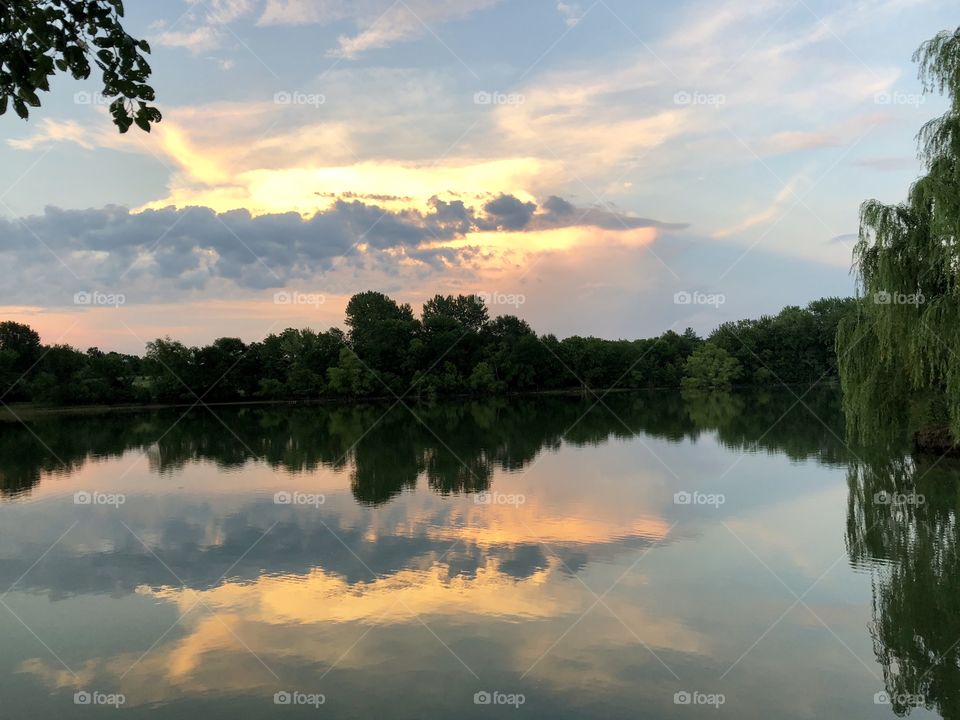 Summer Sun setting over Holiday Lake 