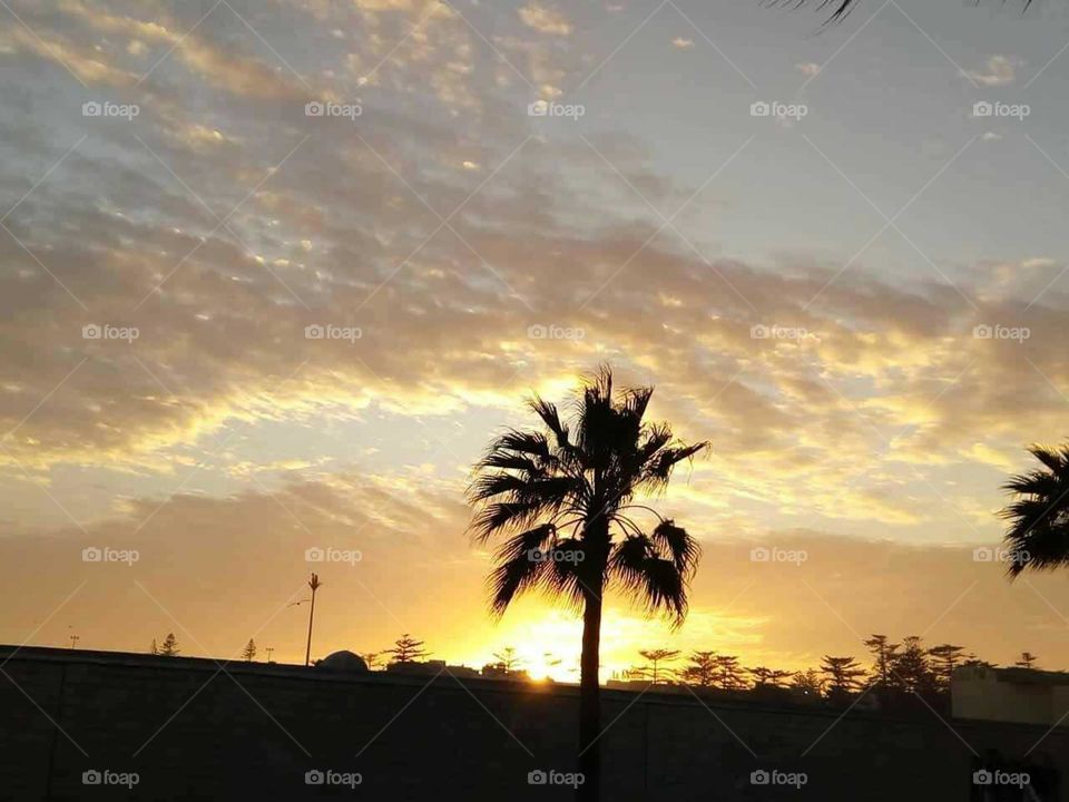 Magic sunset at marrakech City in Morocco.