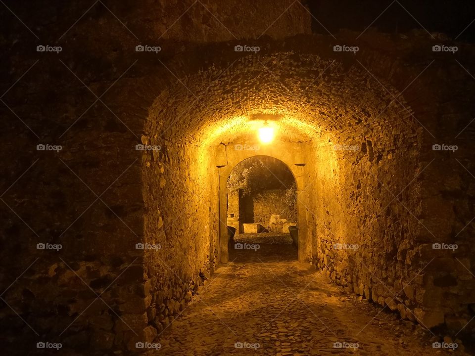 Castle Tunnel, Night, Castelo de Vide, Portugal