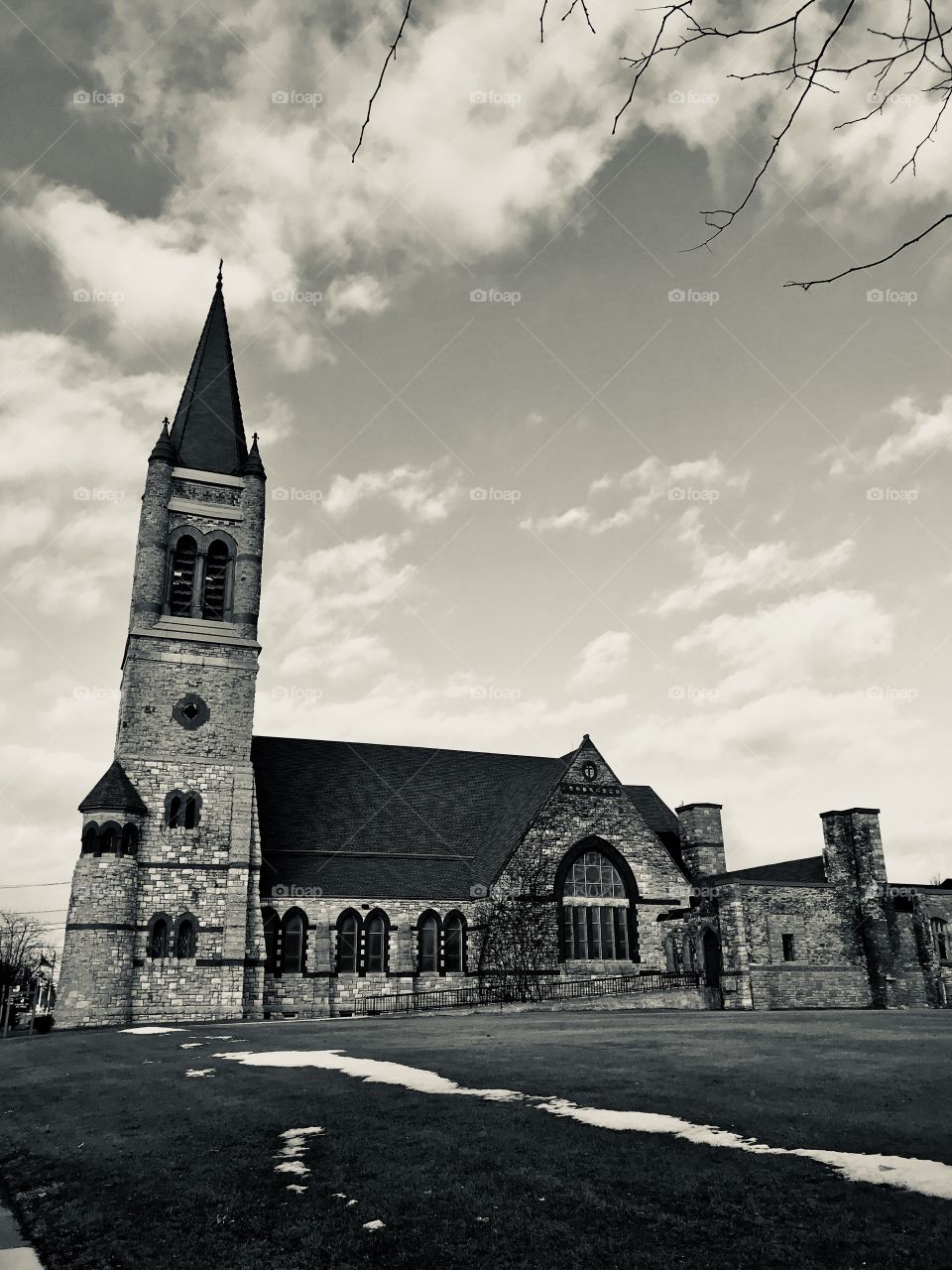 Trinity Episcopal Church in silvertone filter