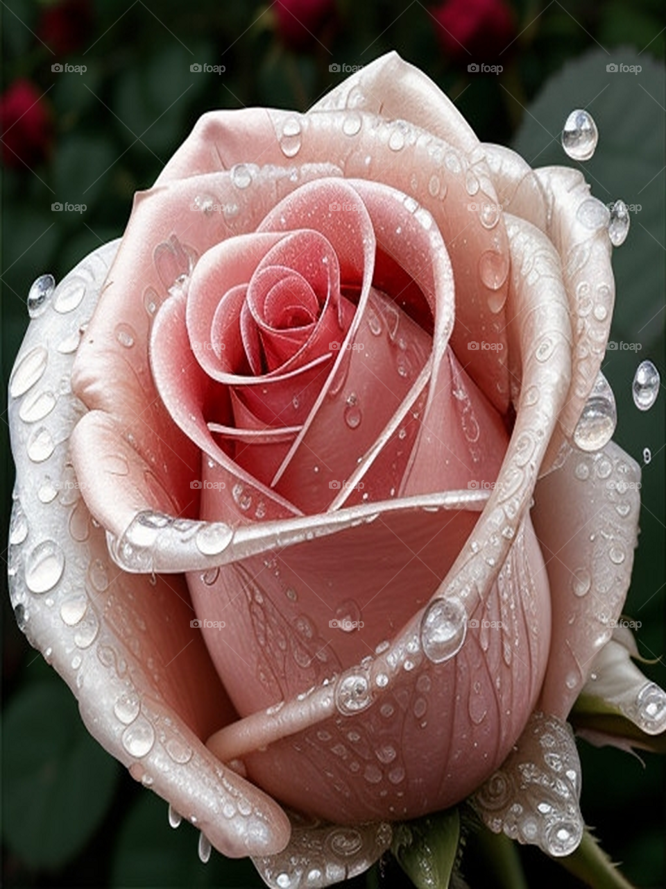 Dew drops on a rose