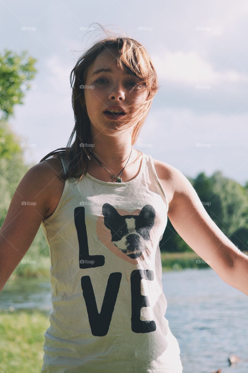 Girl in summer clothing