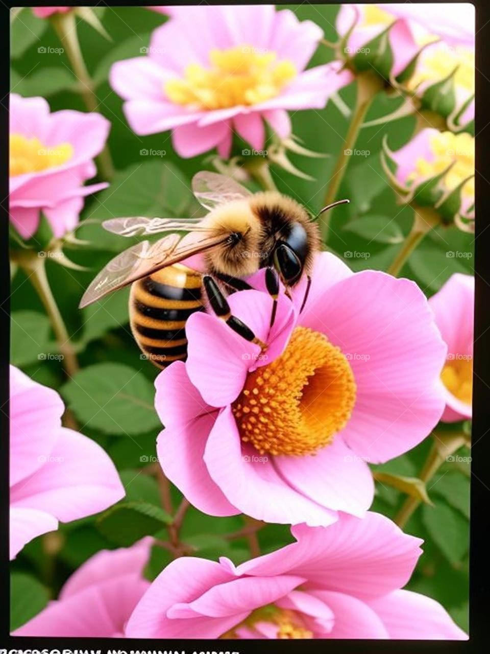 A bee lands on a beautiful pink flower