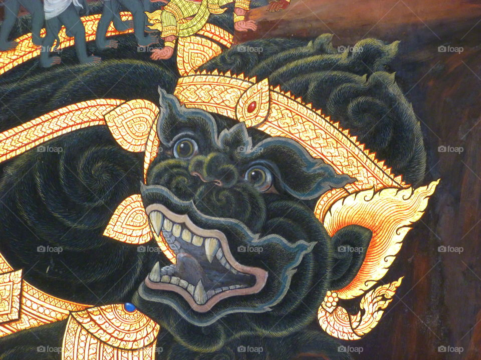 Mural detail in Wat Arun. Thailand