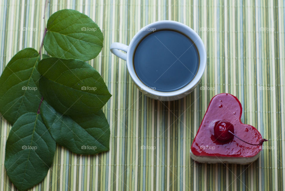 cake with a cup of coffee