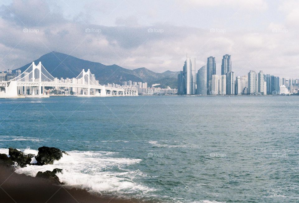 Busan city view, shot on film 