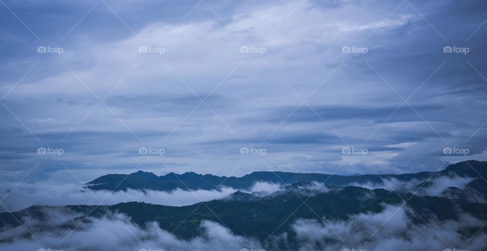 Landscape shot of mountain range of Ukhrul, Manipur, India