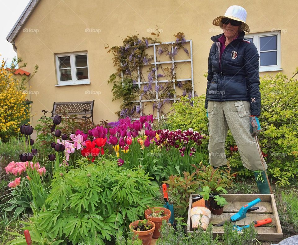 Mum in her garden