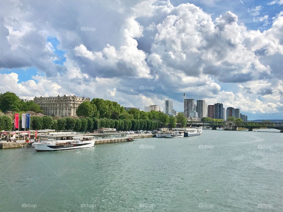 River sienna and buildings in Paris, France 