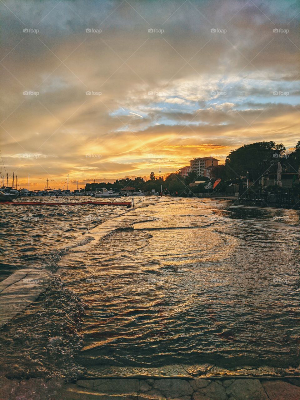 Wonderful sunset on the Adriatic Sea in Slovenia.