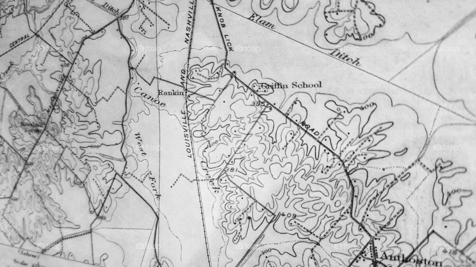 close up of old school map