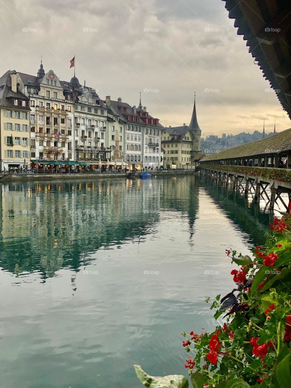 A warm rainy evening wandering the city in Lucerne, Switzerland 