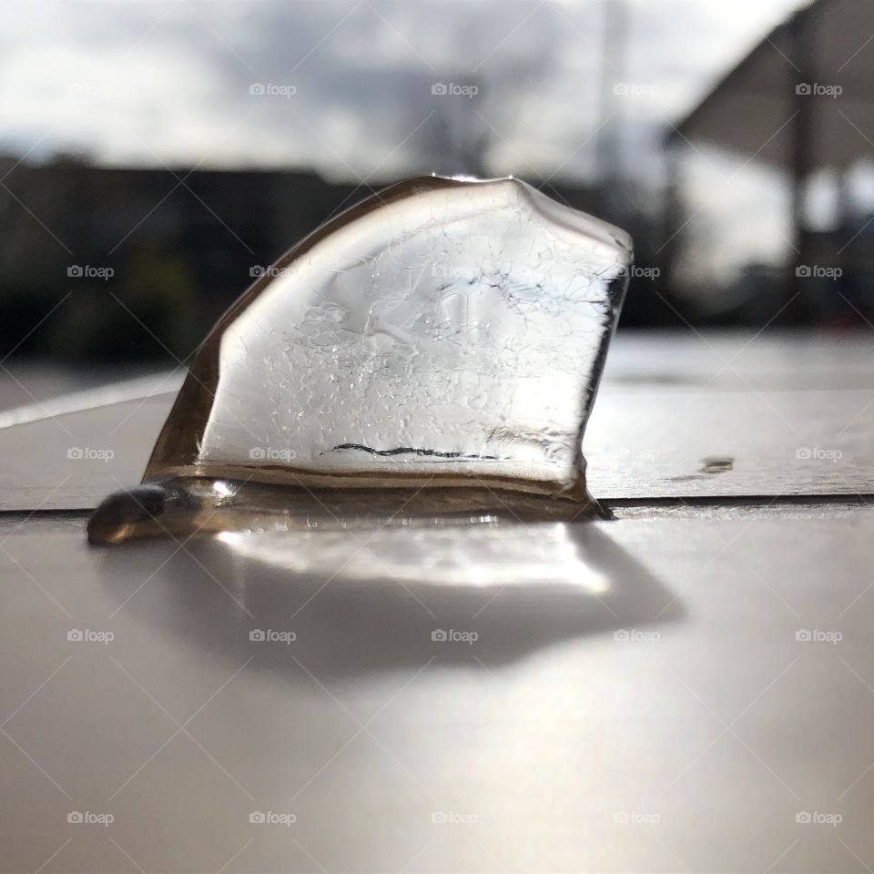 Winter sunny day, piece of ice