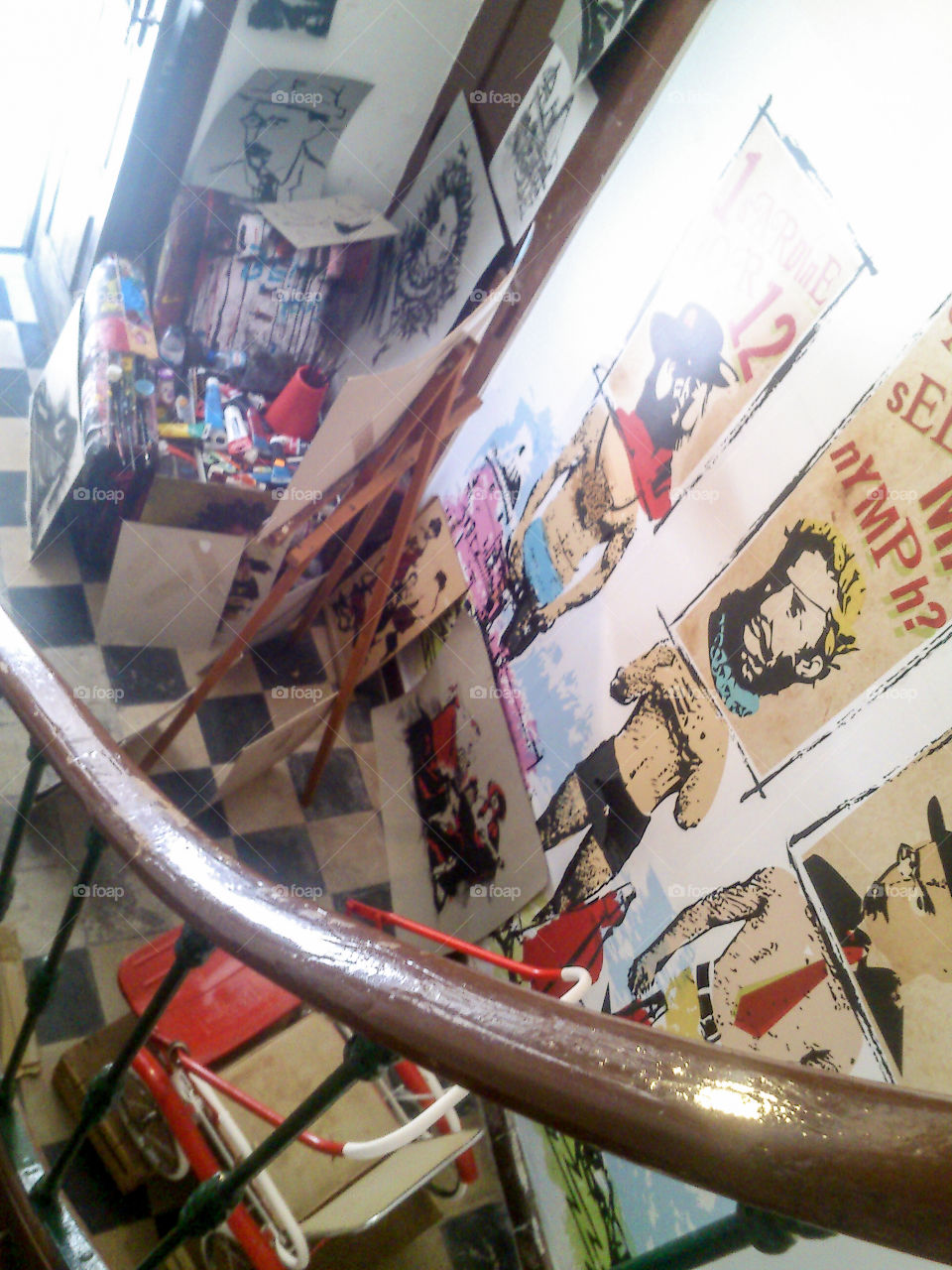 Looking down the art shop