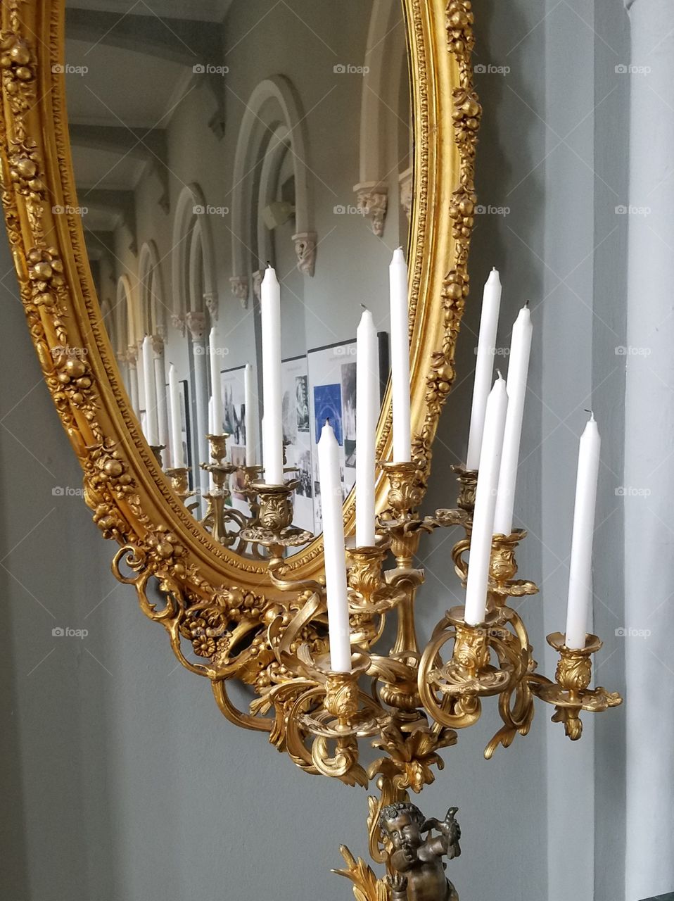 Mirrored candles in The Smithsonian Castle