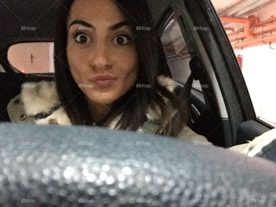 Selfie of a Woman in the car