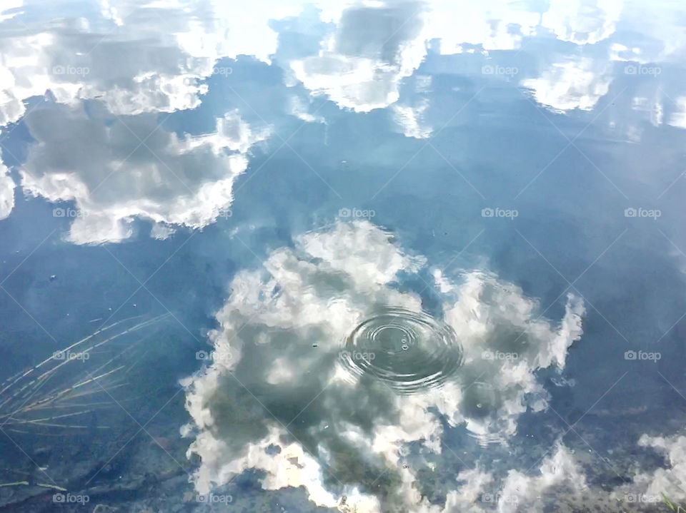 Clouds reflection with motional water ripples 