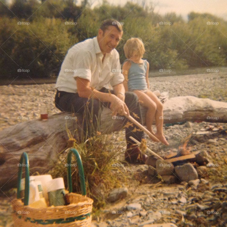 Dad and daughter camping