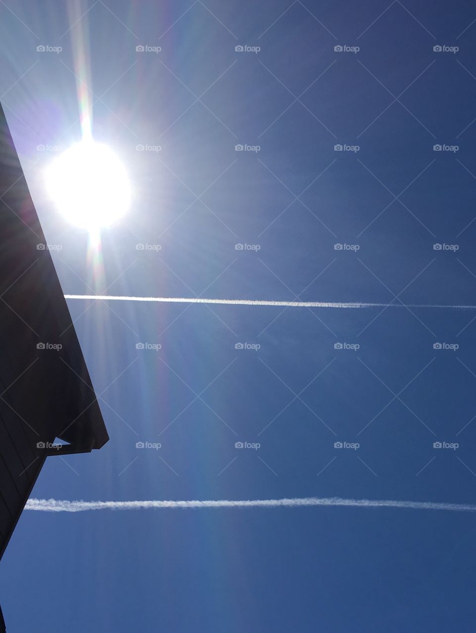 Sun and con trails