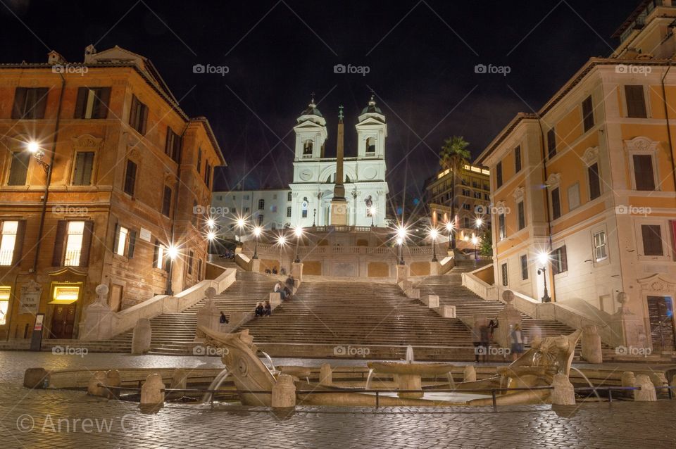 the Spanish steps at night