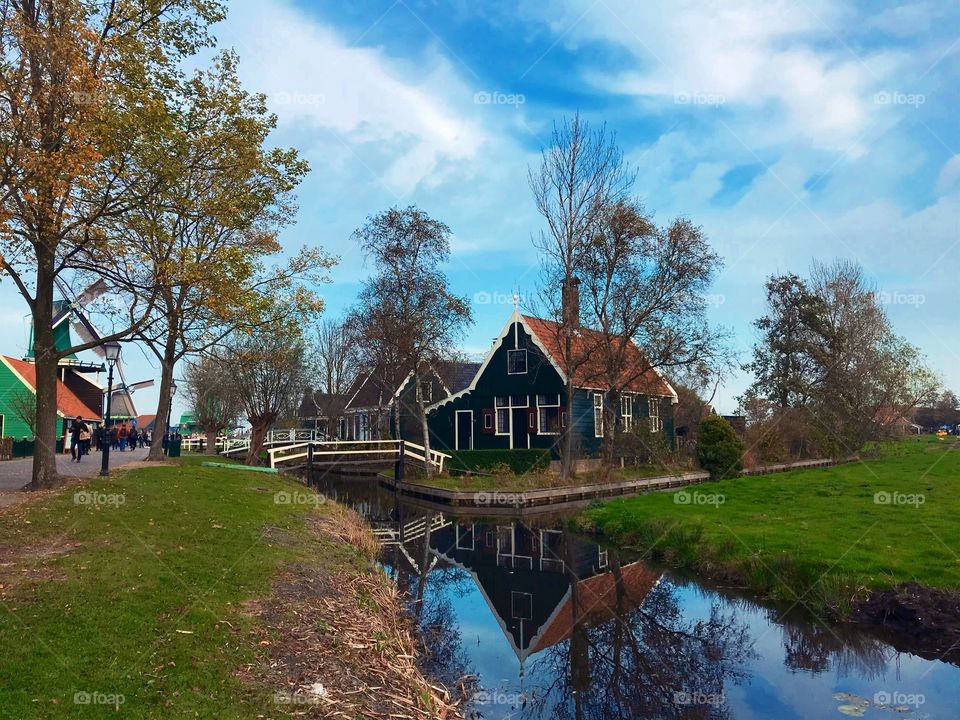 Exploring the beautiful canals at Zaanse Schans, Netherlands. 