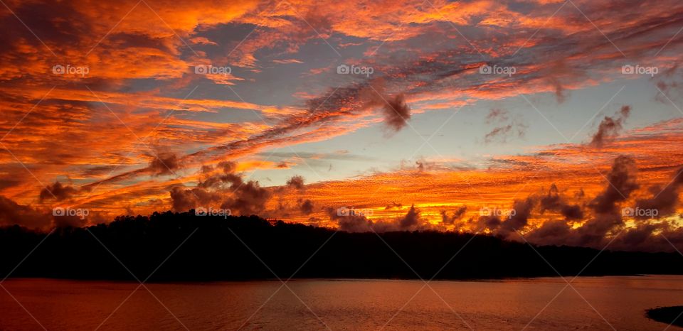 fiery sky at sunset