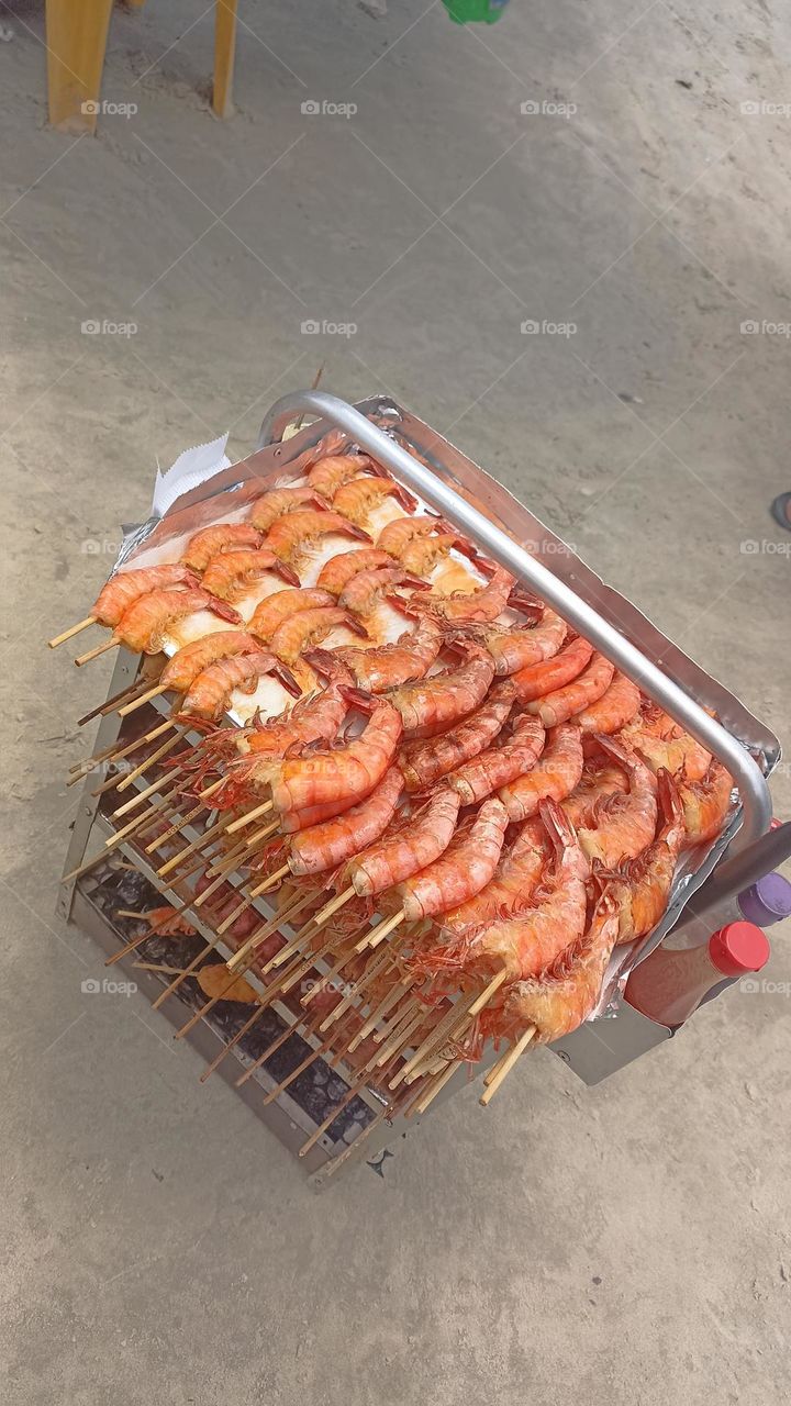 Shrimp cart on a Brazilian beach