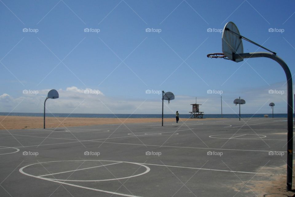 Basketball court against sky