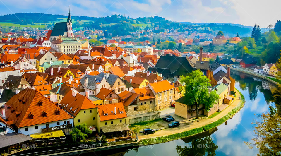 Cityscape of Cesky Krumlov, Czech republic