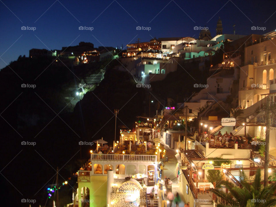 nightlife santorini fira caldera by k_thalia