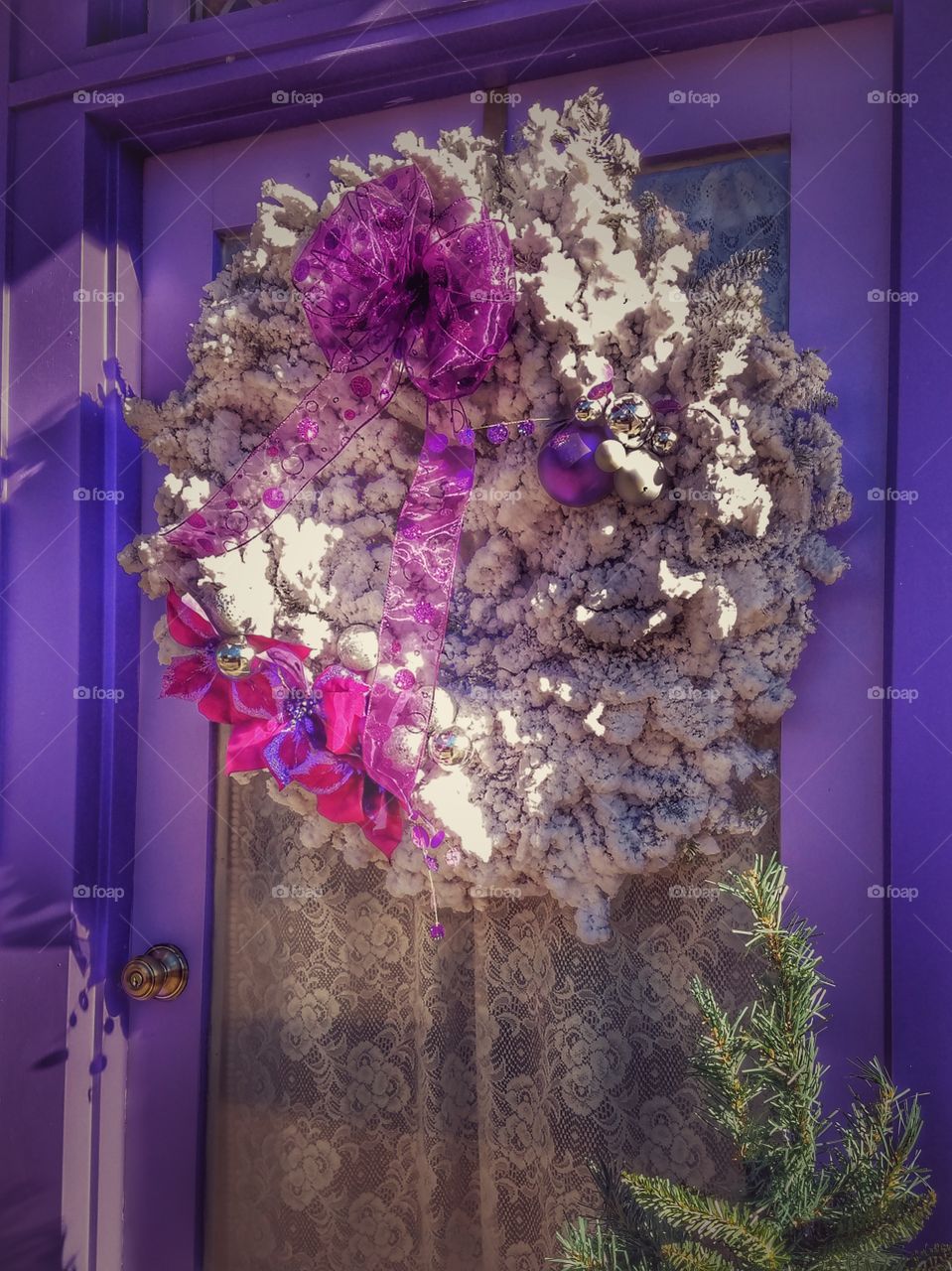 Purple Door With Wreath