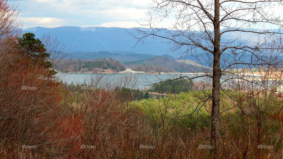 distant view of mountain lake in South Carolina