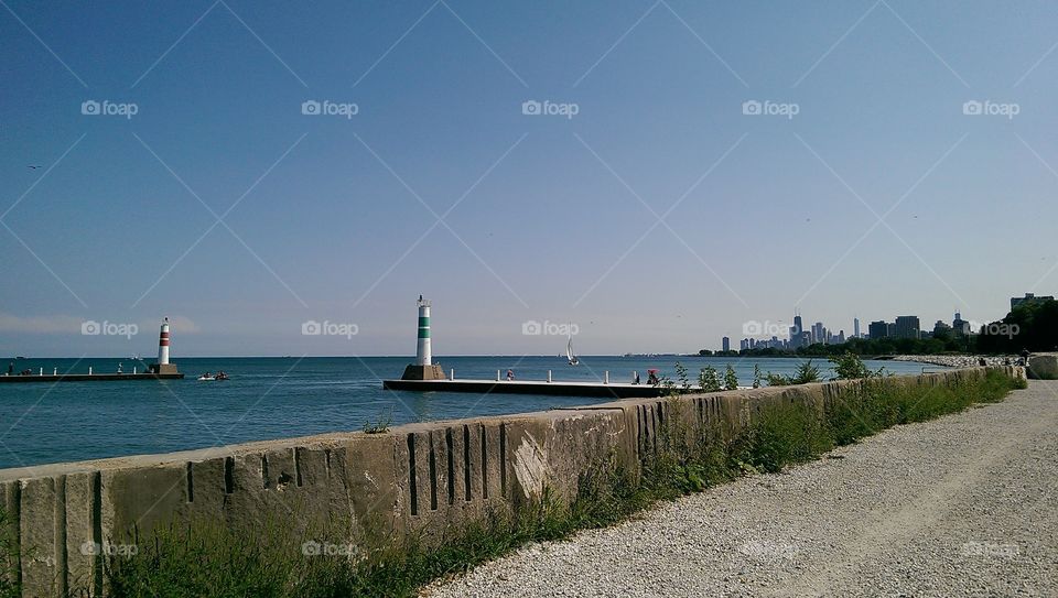 Montrose Harbor. walk along Lake Michigan in Chicago