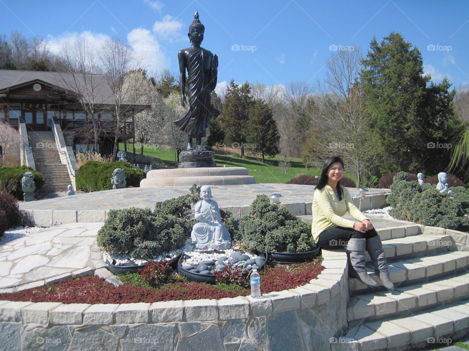 in front of the temple