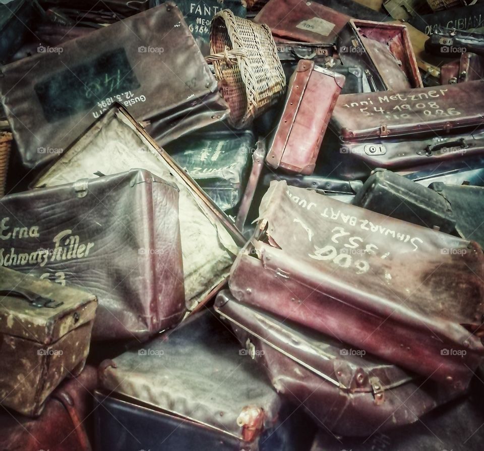 Personal luggage of prisoners at Auschwitz