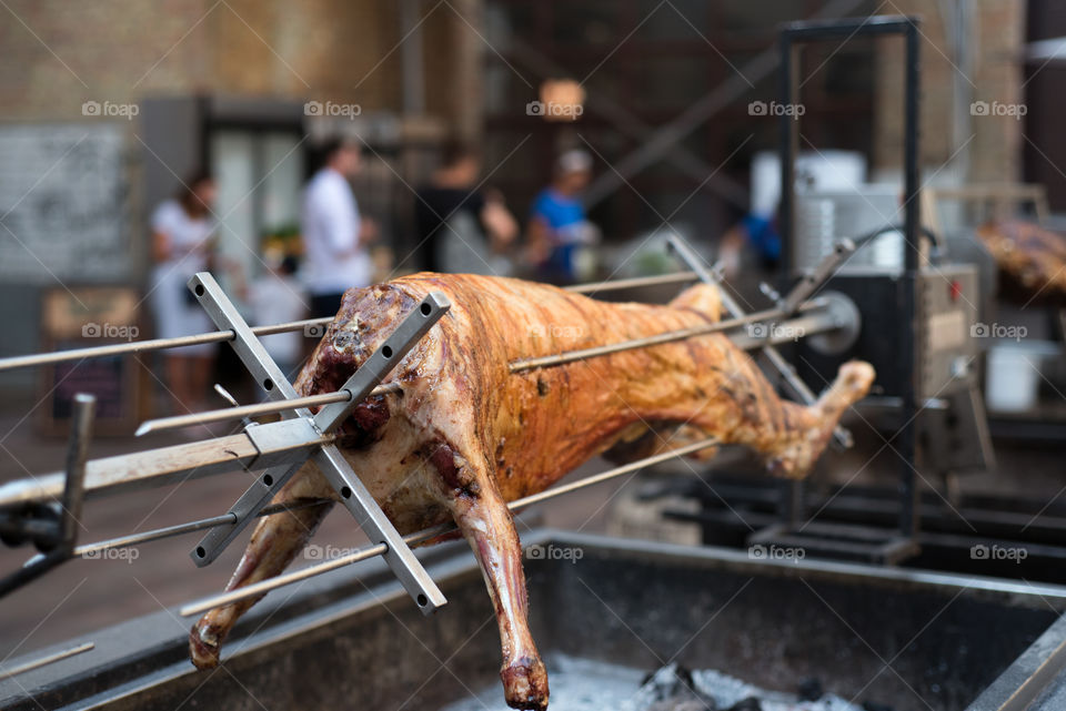 Grilled deer on street food festival