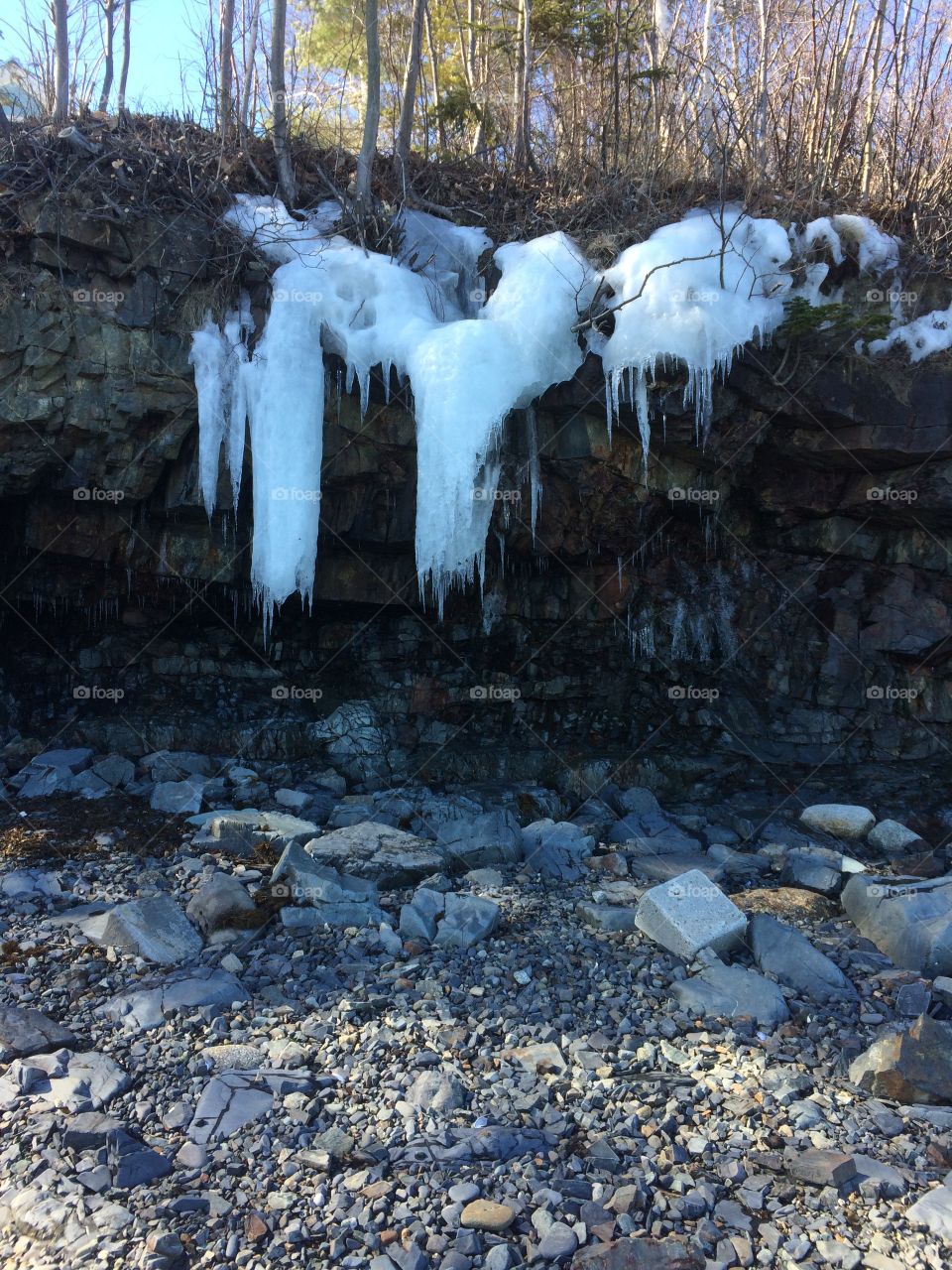 Icy rock cliffs