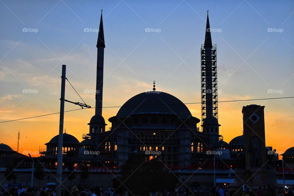 istanbul mosque at sunset