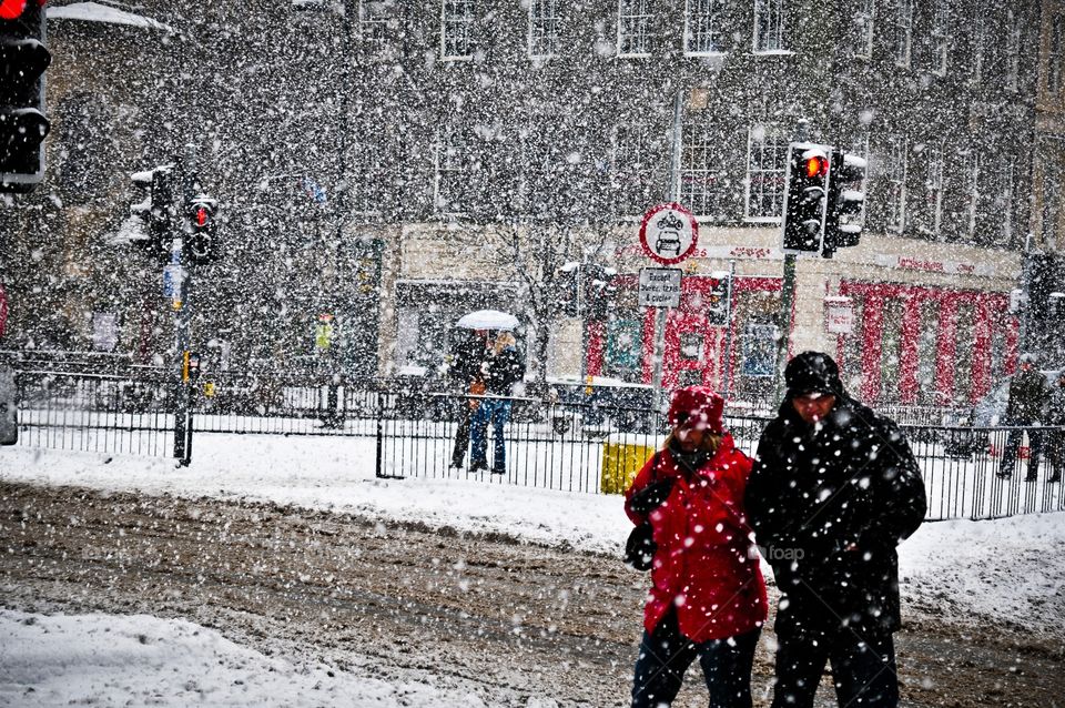 Big snowstorm in Edinburgh Scotland 