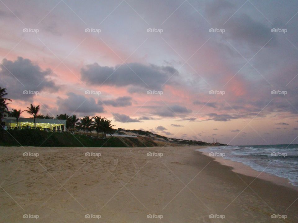Sunset at the beach in Natal city in Brazil.