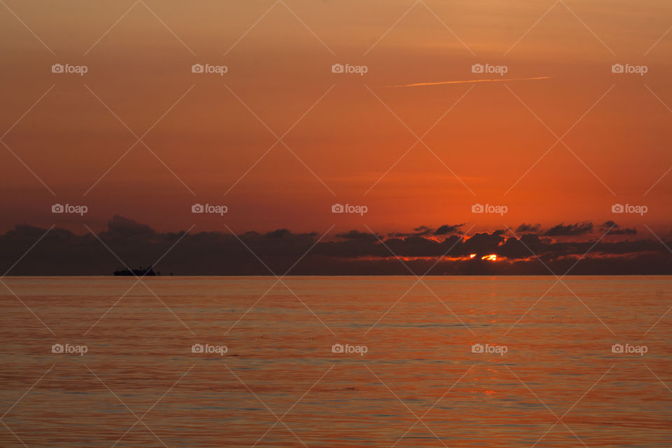 ship navigation at sunrise