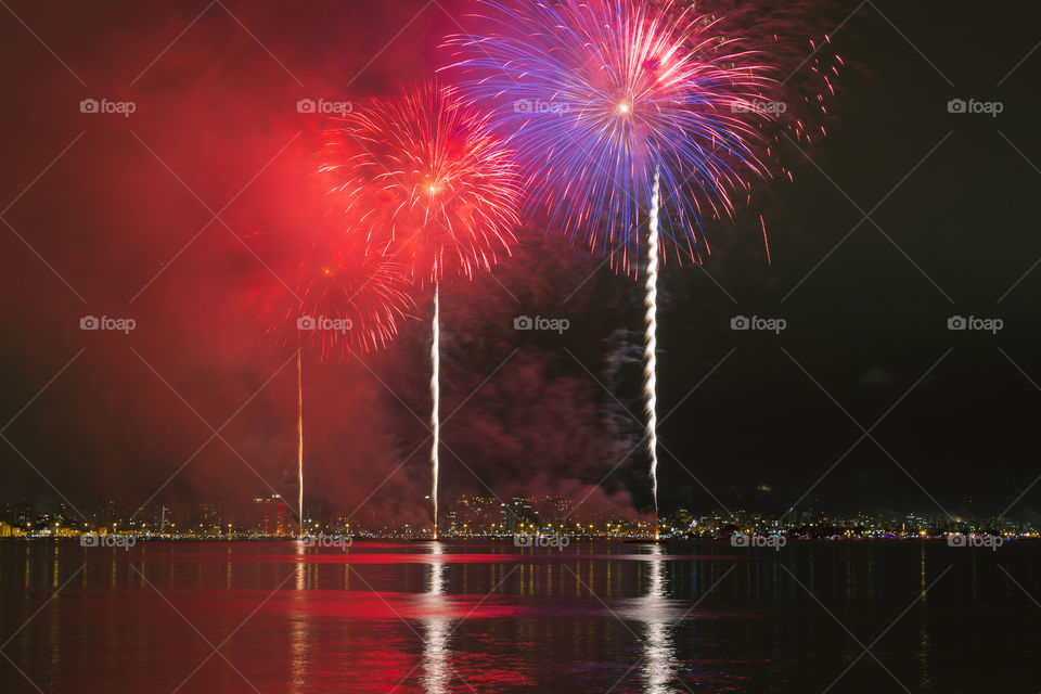 Fireworks in Florianopolis Santa Catarina Brazil.