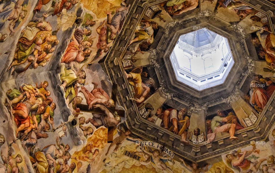 ornate ceiling of Saint Johns baptistry in Florence Italy