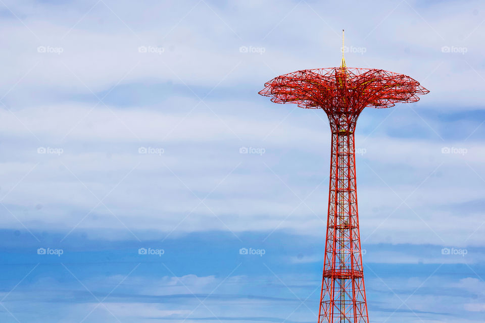 Coney Island historic, dormant parachute jump amusement ride