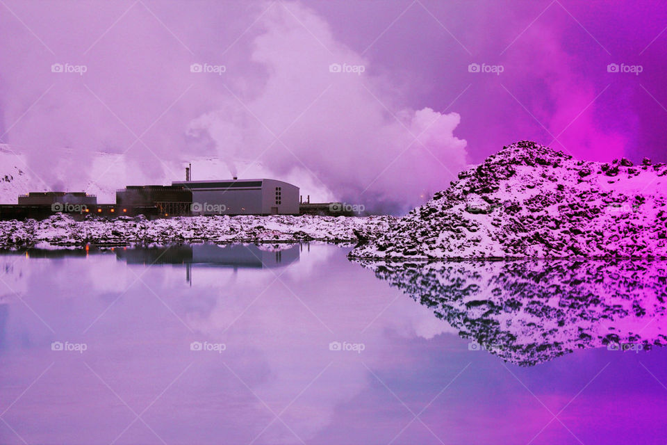 Snow at the blue lagoon