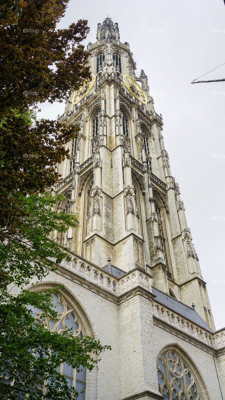 The tower of the cathedral of Antwerp.