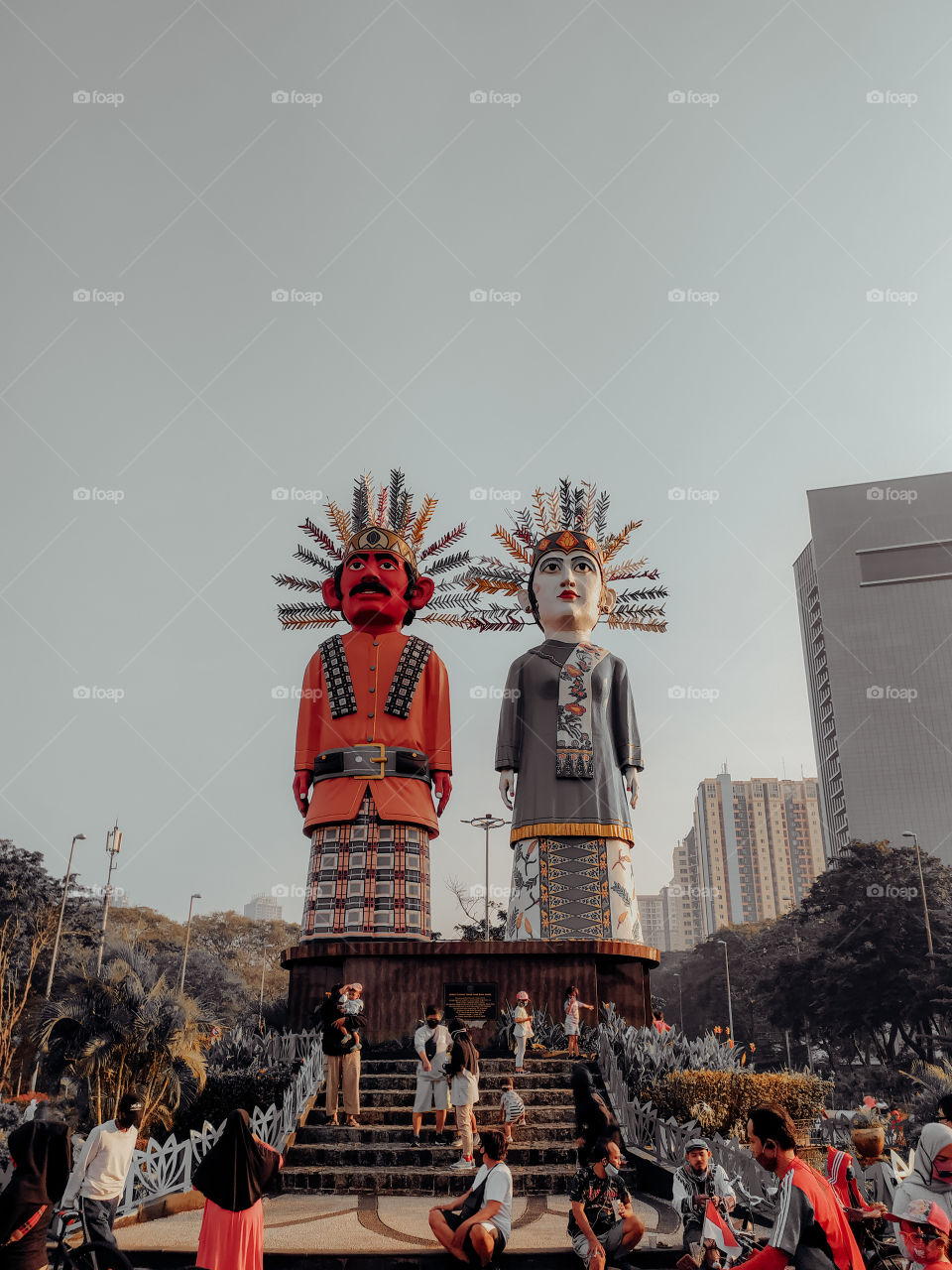 Cinematic Statue of Ondel-Ondel at Street Benyamin Sueb, Kemayoran, Jakarta, Indonesia