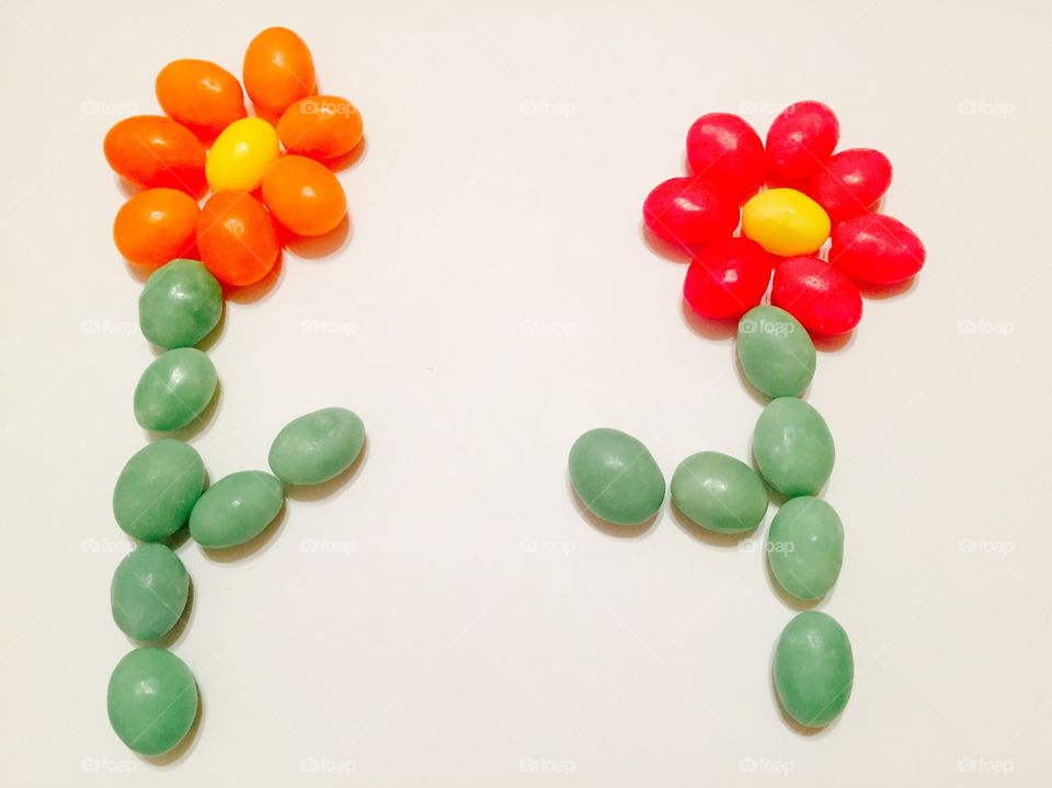 Flowers made of jelly bean candies