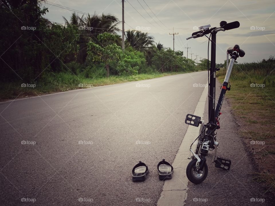 Shoe and bicycle. Go together me and bicycle