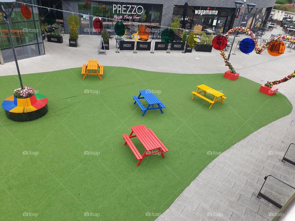 rainbow public seating